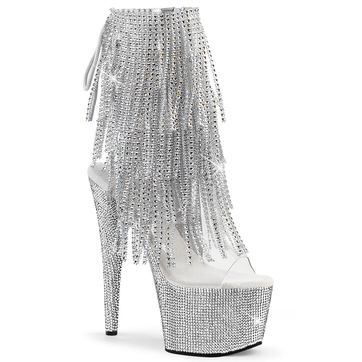 Pleaser Ankle Boots BEJEWELED-1017RSF-7 Clr-Slv/Slv RS