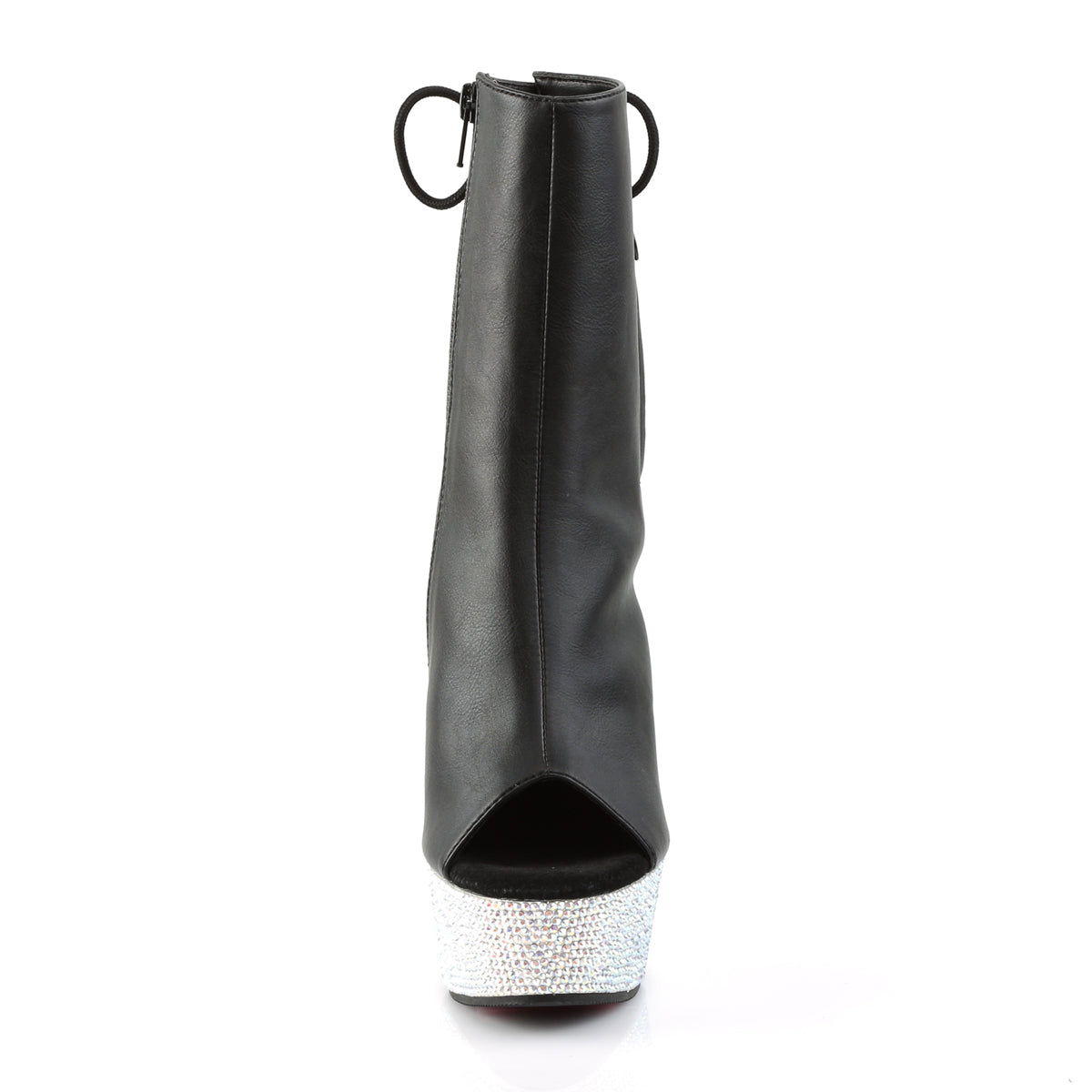 Pleaser Damen Knöchelstiefel BEJEWELED-1018DM-6 BLK Faux Leder / SLV Multi Rs