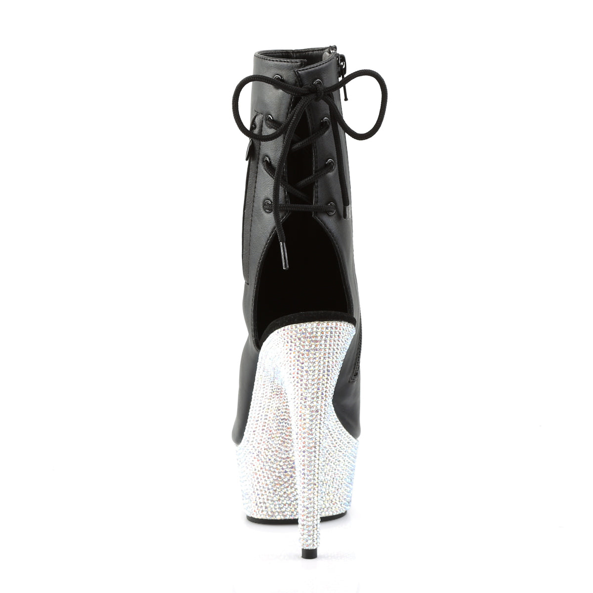 Pleaser Damen Knöchelstiefel BEJEWELED-1018DM-6 BLK Faux Leder / SLV Multi Rs