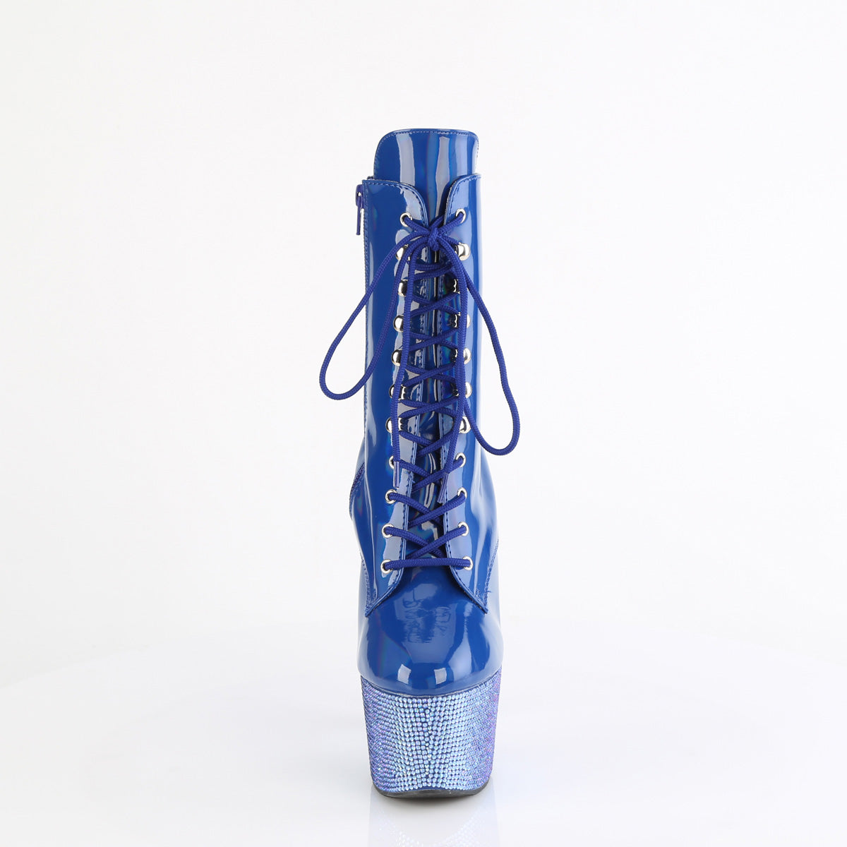 Pleaser Ankle Boots BEJEWELED-1020-7 Blue Holo Pat/Blue AB RS