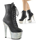 Pleaser Damen Knöchelstiefel BEJEWELED-1020-7 BLK-Faux-Leder / SLV Multi Rs