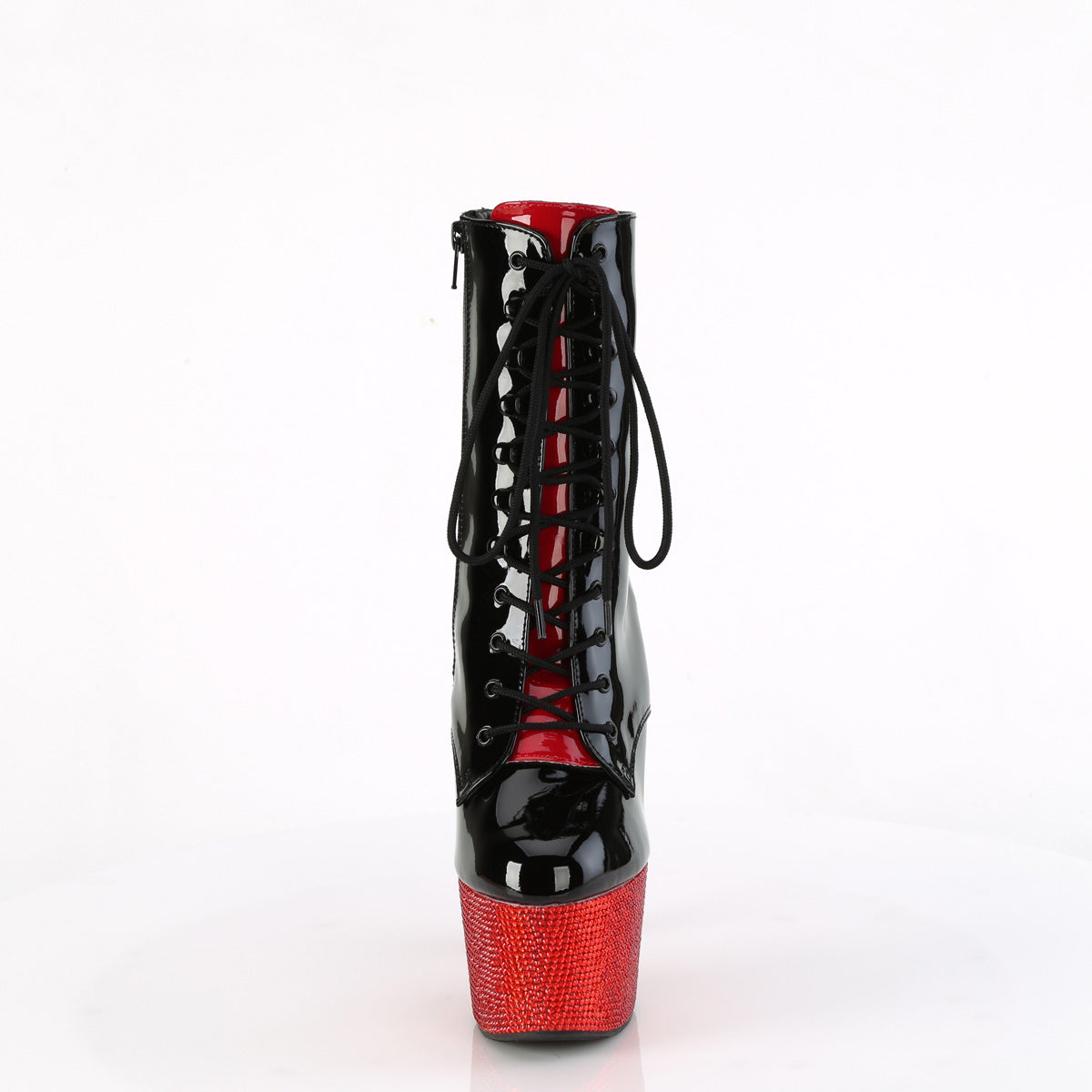 Pleaser Stiefeletten BEJEWELED-1020FH-7 BLK-rote Pat/Red Rs