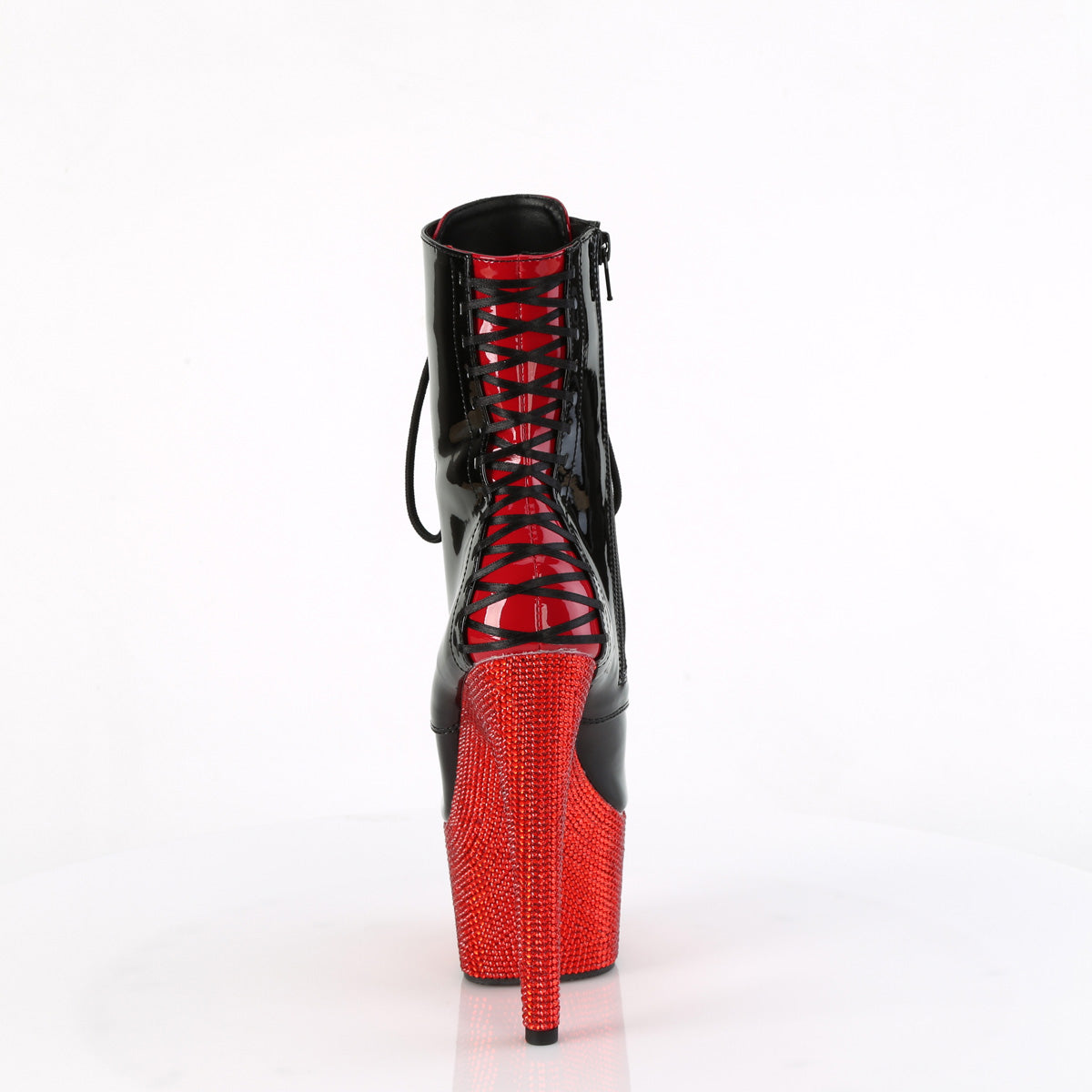 Pleaser Stiefeletten BEJEWELED-1020FH-7 BLK-rote Pat/Red Rs