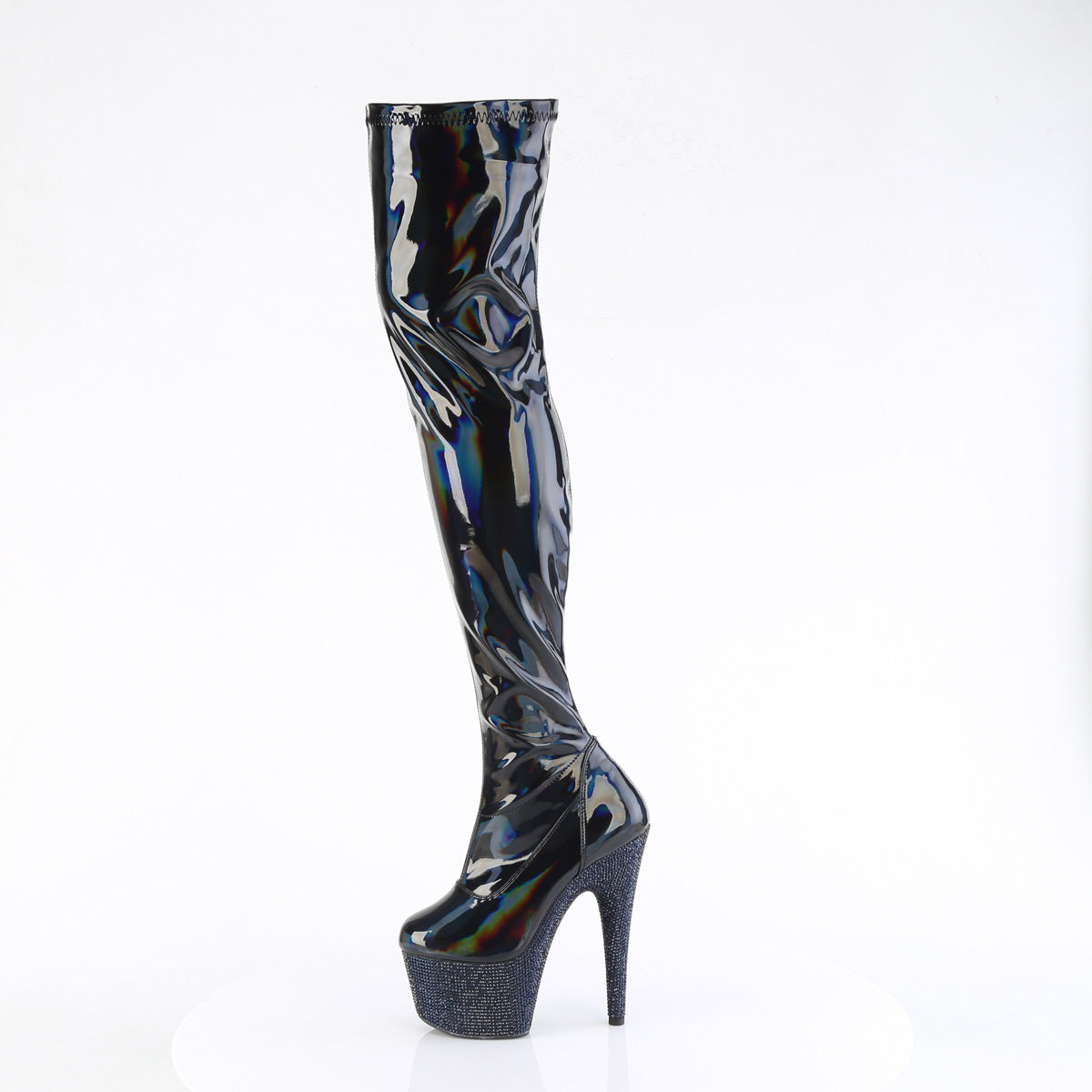 Pleaser Stiefel BEJEWELED-3000-7 BLK STR HOLO PAT/MITTEILE NACHT BLK RS