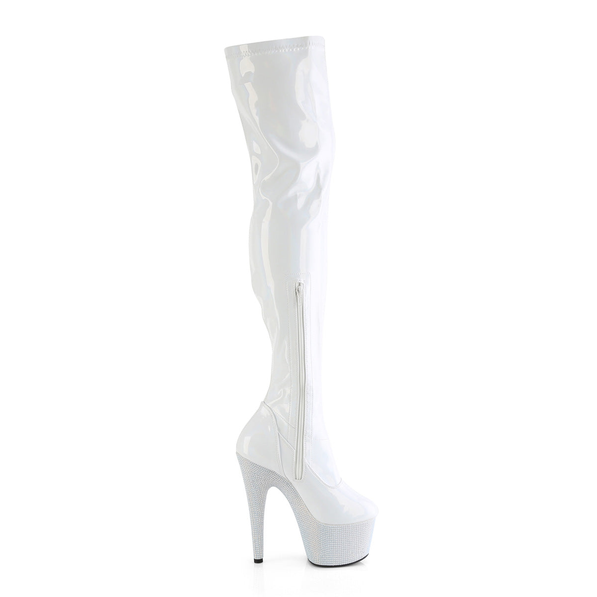 Pleaser Stiefel BEJEWELED-3000-7 WHT STR HOLO PAT/WHT RS