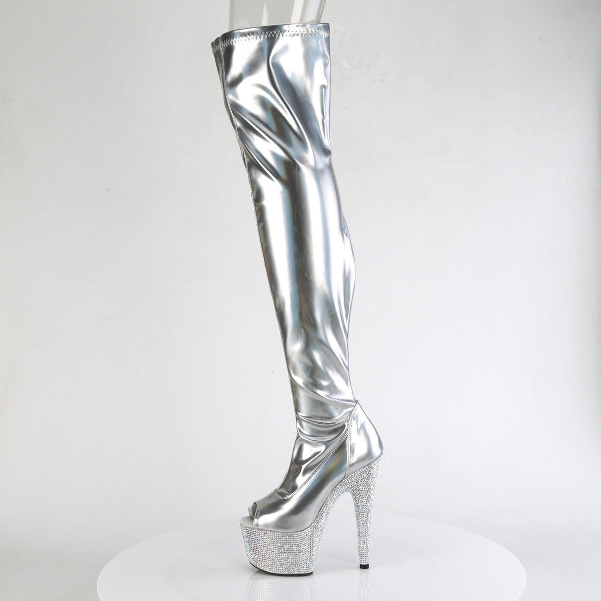 Pleaser Stiefel BEJEWELED-3011-7 SLV STR HOLO PAT/SLV AB RS
