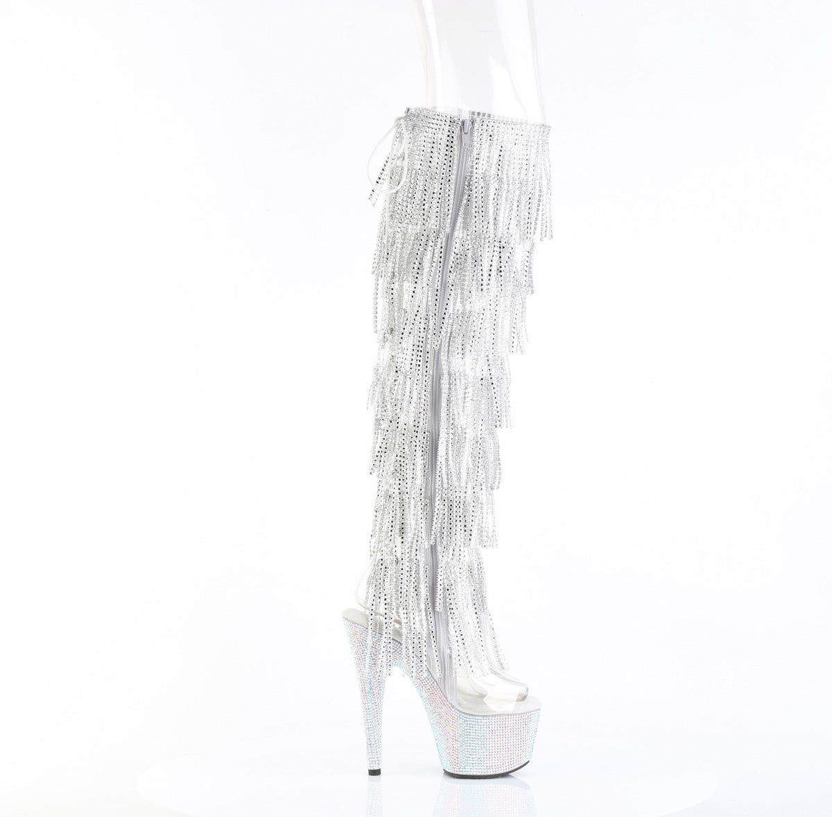 Pleaser Women's Platform Shoes BEJEWELED-3019C-RSF- Clr/Slv AB RS