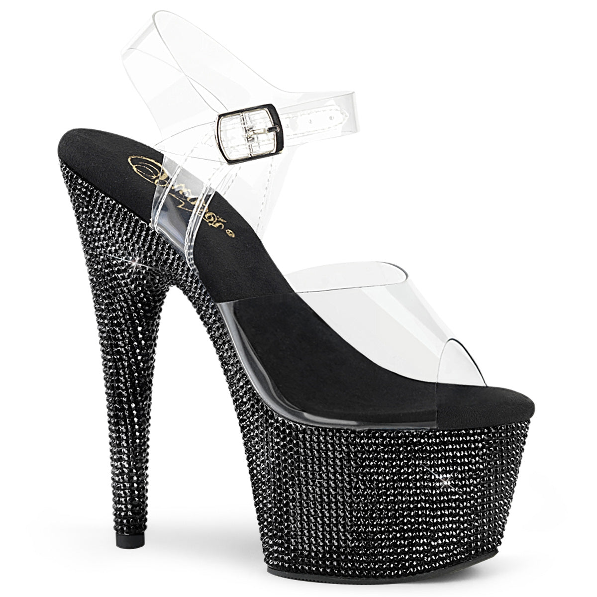 Pleaser Damen Sandalen BEJEWELED-708DM CLR / BLK Rs
