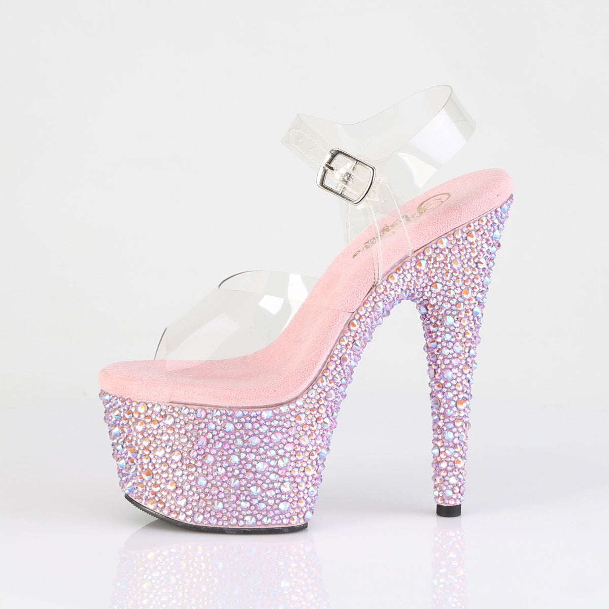 Pleaser Women's Platform Shoes BEJEWELED-708MS Clr/B. Pink Multi RS