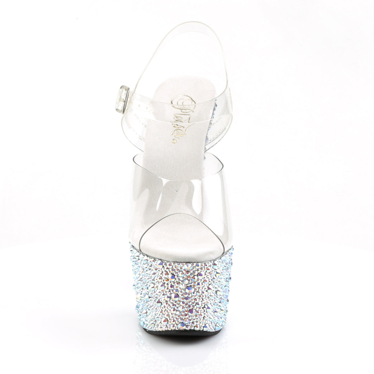 Pleaser Women's Platform Shoes BEJEWELED-708MS Clr/Slv Multi RS