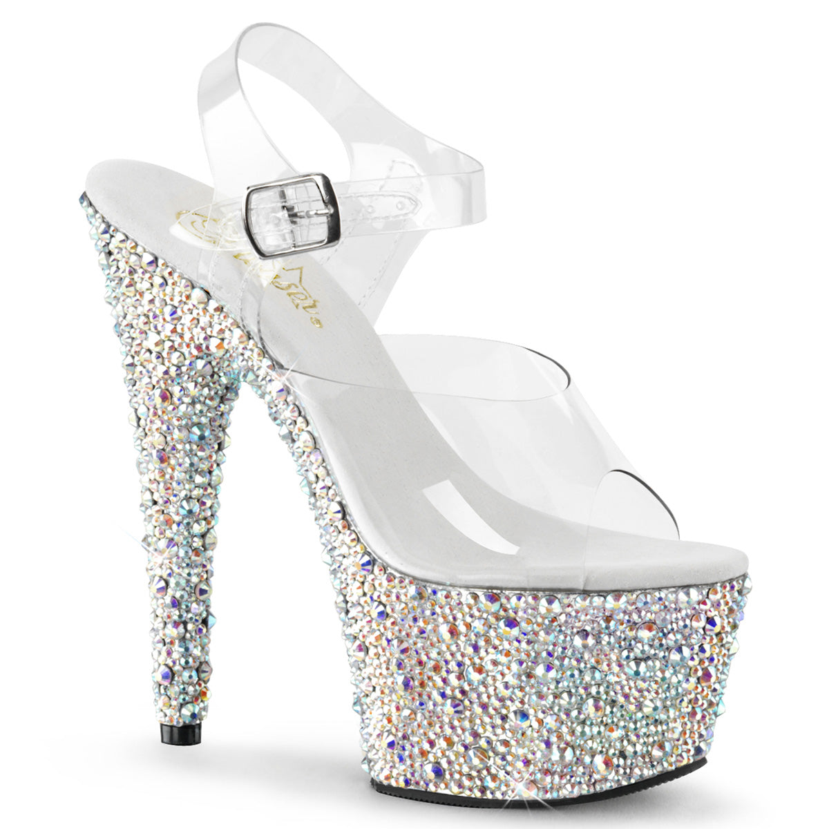 Pleaser Damen Sandalen BEJEWELED-708ms CLR / SLV Multi Rs