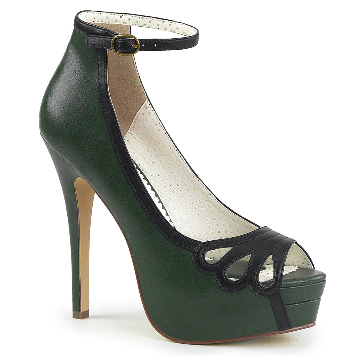 Pin Up Couture Frauenpumpen BELLA-31 D. GREEN-BLK FAUX Leder