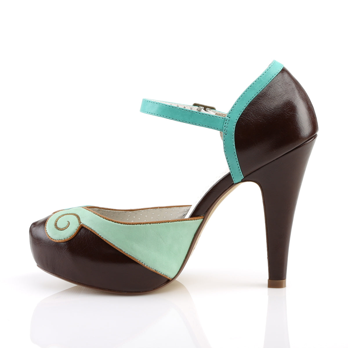 Pin Up Couture Frauenpumpen BETTIE-17 Teal-braunes Kunstleder