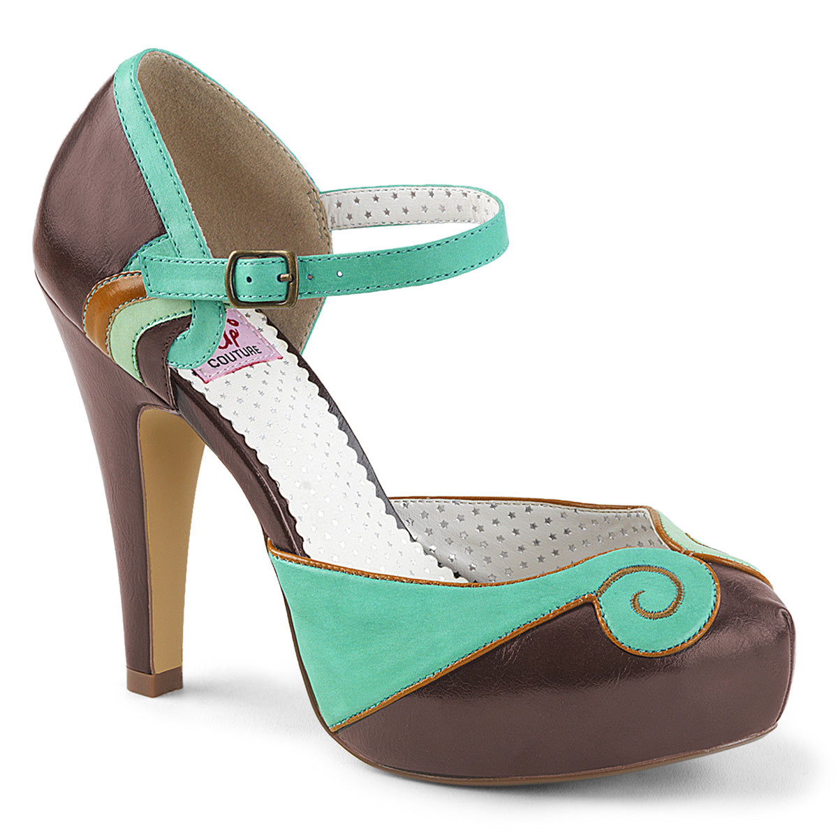 Pin Up Couture Frauenpumpen BETTIE-17 Teal-braunes Kunstleder