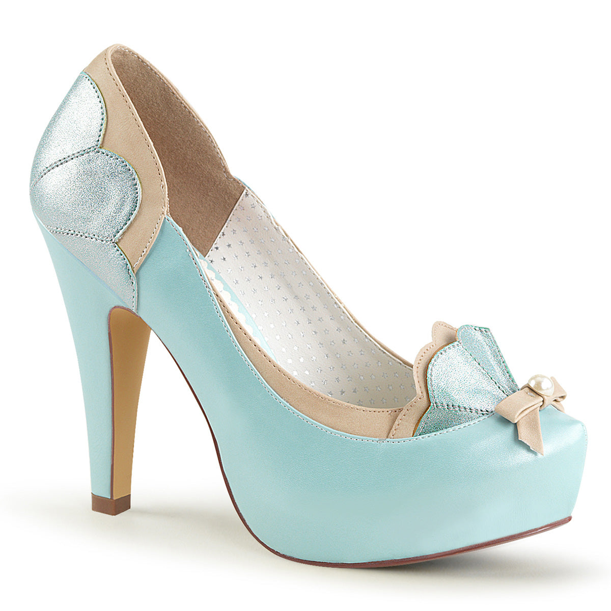 Pin Up Couture Frauenpumpen BETTIE-20 B. Blau-Tan-Faux-Leder