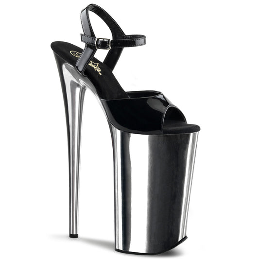 Pleaser Damen Sandalen BEYOND-009 BLK / SLV Chrome