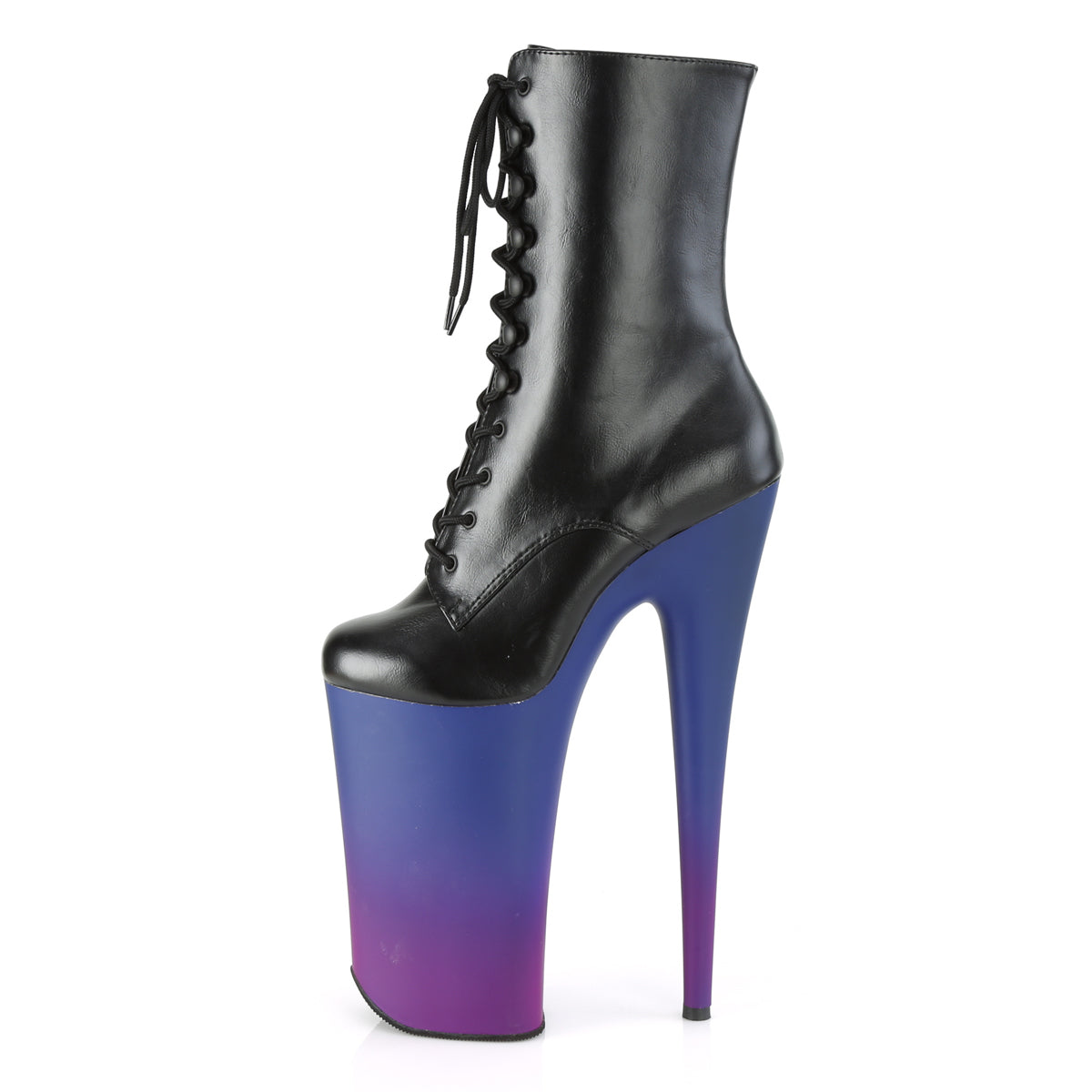 Pleaser Damen Knöchelstiefel BEYOND-1020BP BLK Faux Leder / Blau-Purple Ombre
