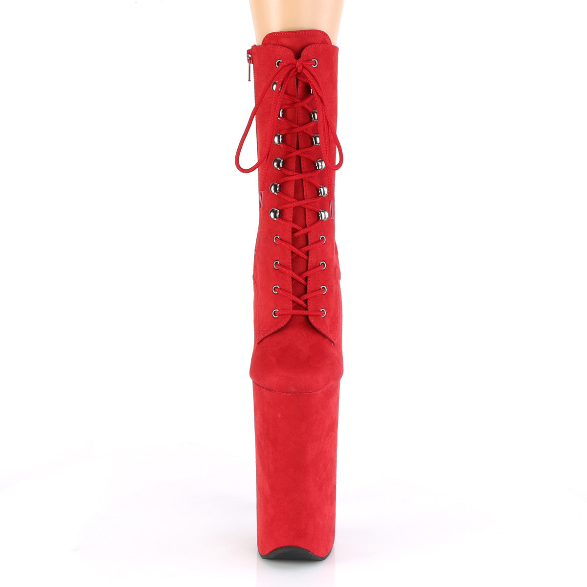 Pleaser Damen Knöchelstiefel BEYOND-1020FS Rot Faux Wildleder / Rot Faux Wildleder