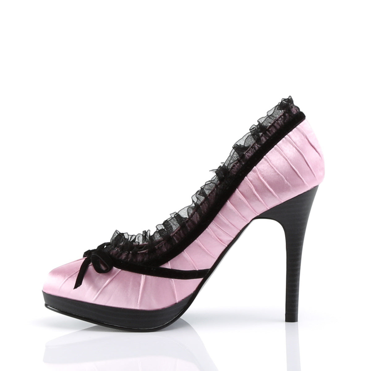 Pin Up Couture Womens Pumps BLISS-38 Pink-Blk Satin