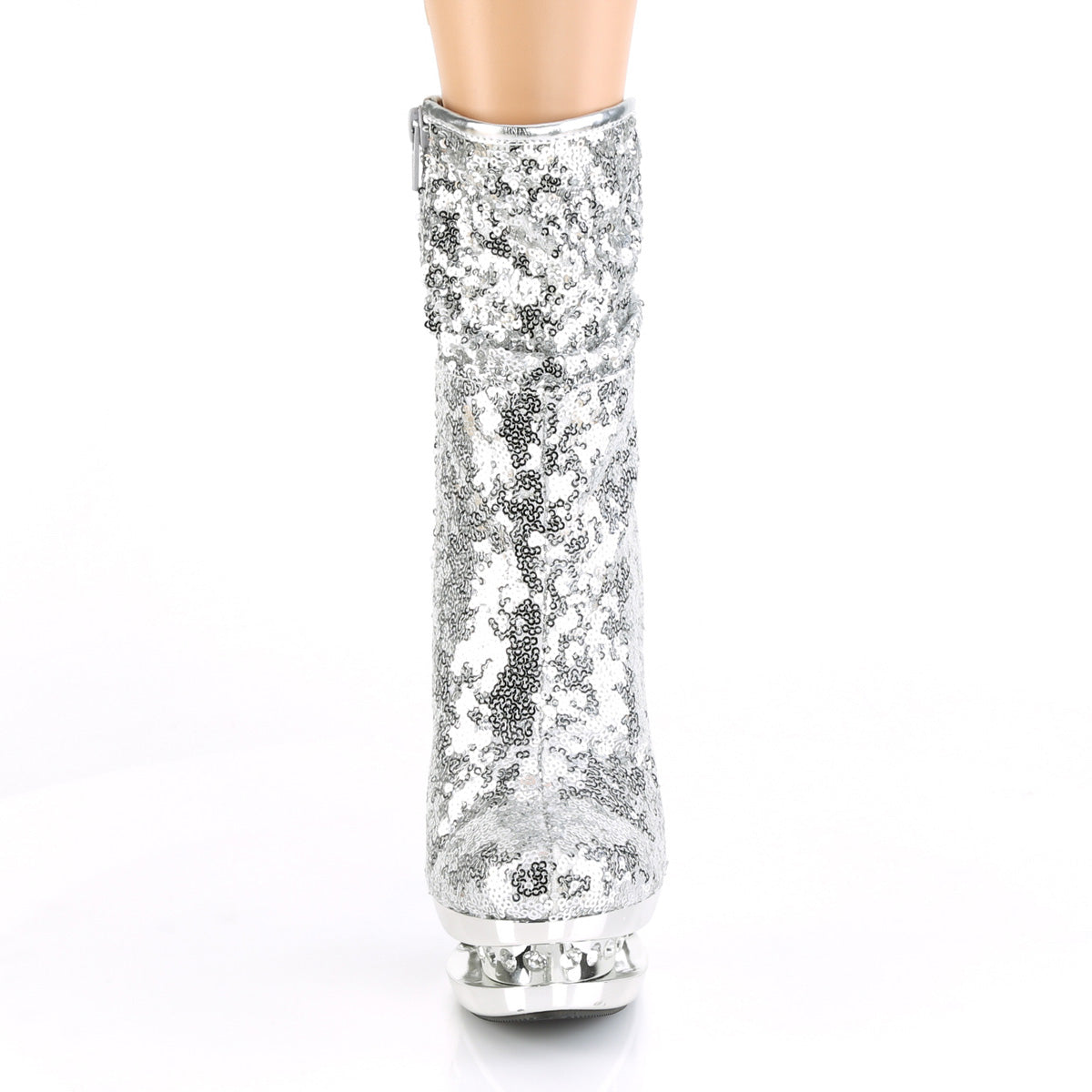 Pleaser Damen Knöchelstiefel BLONDIE-R-1009 SLV-Pailletten / SLV-Chrom