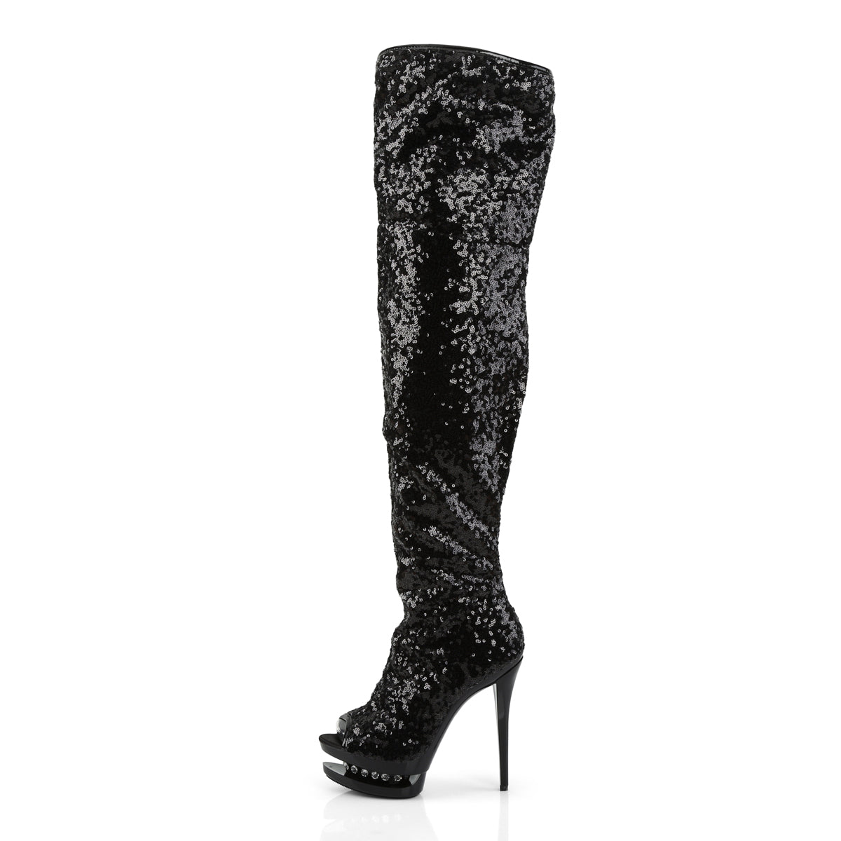 Pleaser Womens Boots. BLONDIE-R-3011 BLK Pailletten / BLK