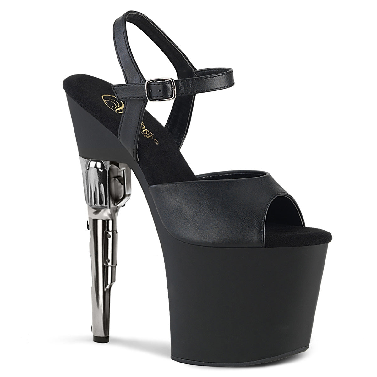 Pleaser Damen Sandalen BONDGIRL-709 BLK Faux Leder / BLK Matte