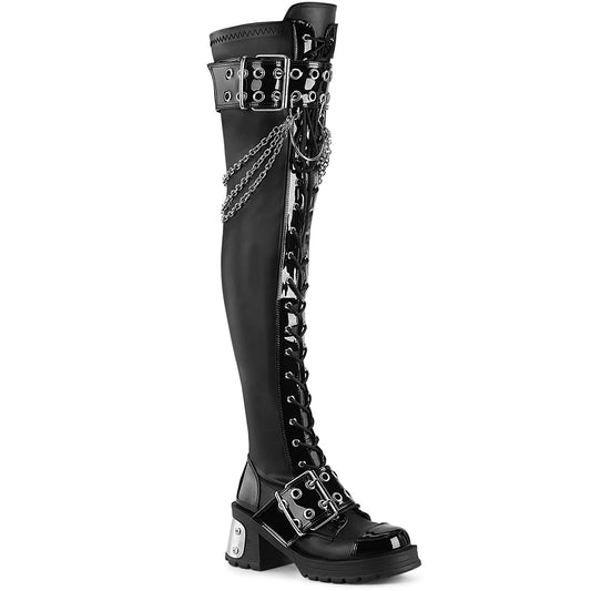 DemoniaCult  Stiefel BRATTY-304 BLK Stretch Vegan Leder