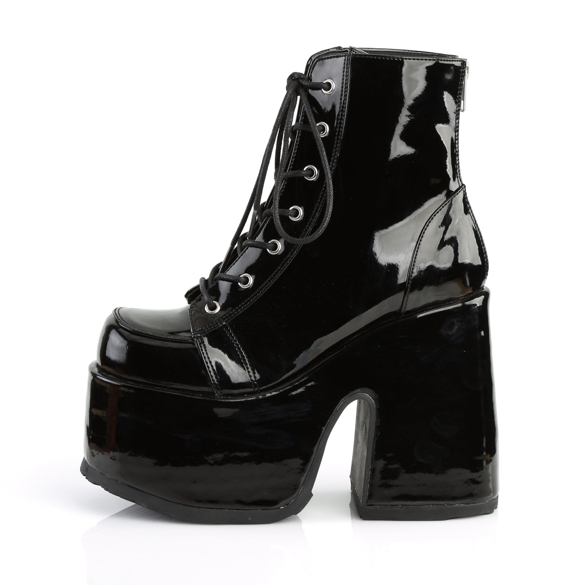 DemoniaCult Damenknöchelstiefel CAMEL-203 Blk Pat
