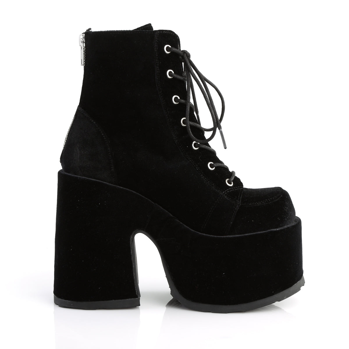 DemoniaCult Damenknöchelstiefel CAMEL-203 BLK Velvet