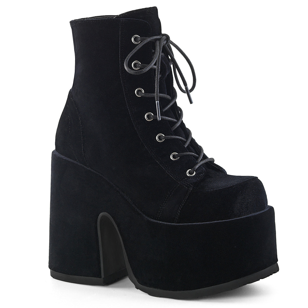 DemoniaCult Damenknöchelstiefel CAMEL-203 BLK Velvet
