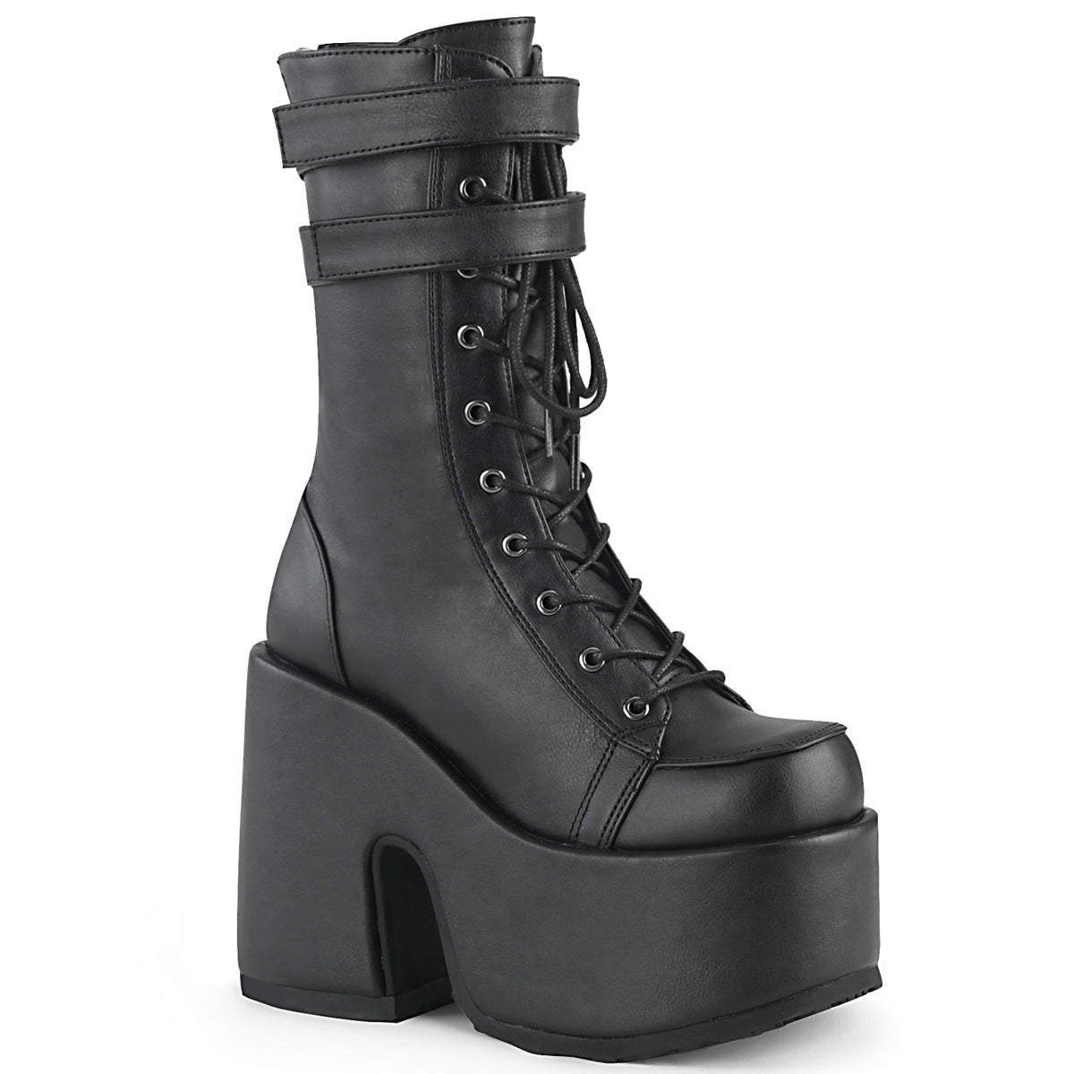 DemoniaCult Frauenstiefel CAMEL-250 BLK Vegan Leder