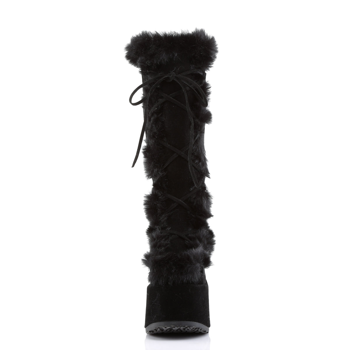 DemoniaCult Frauenstiefel CAMEL-311 BLK Vegan Wildleder