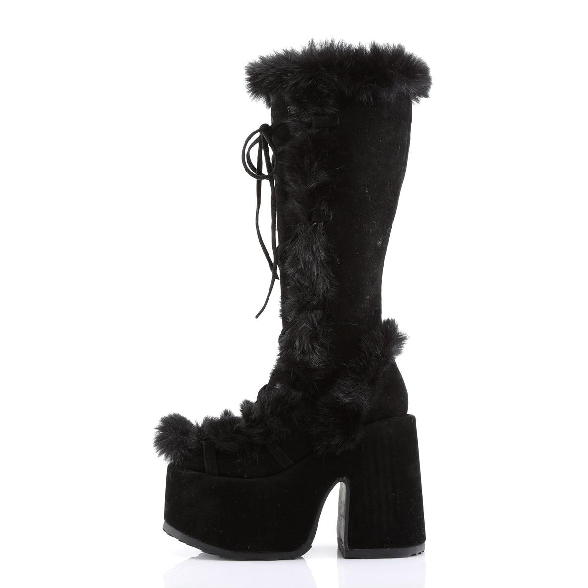 DemoniaCult Frauenstiefel CAMEL-311 BLK Vegan Wildleder