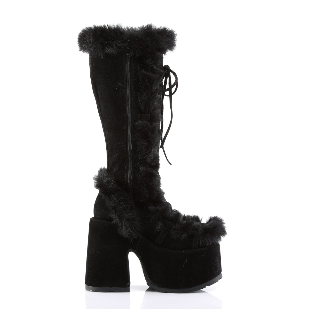 DemoniaCult Frauenstiefel CAMEL-311 BLK Vegan Wildleder