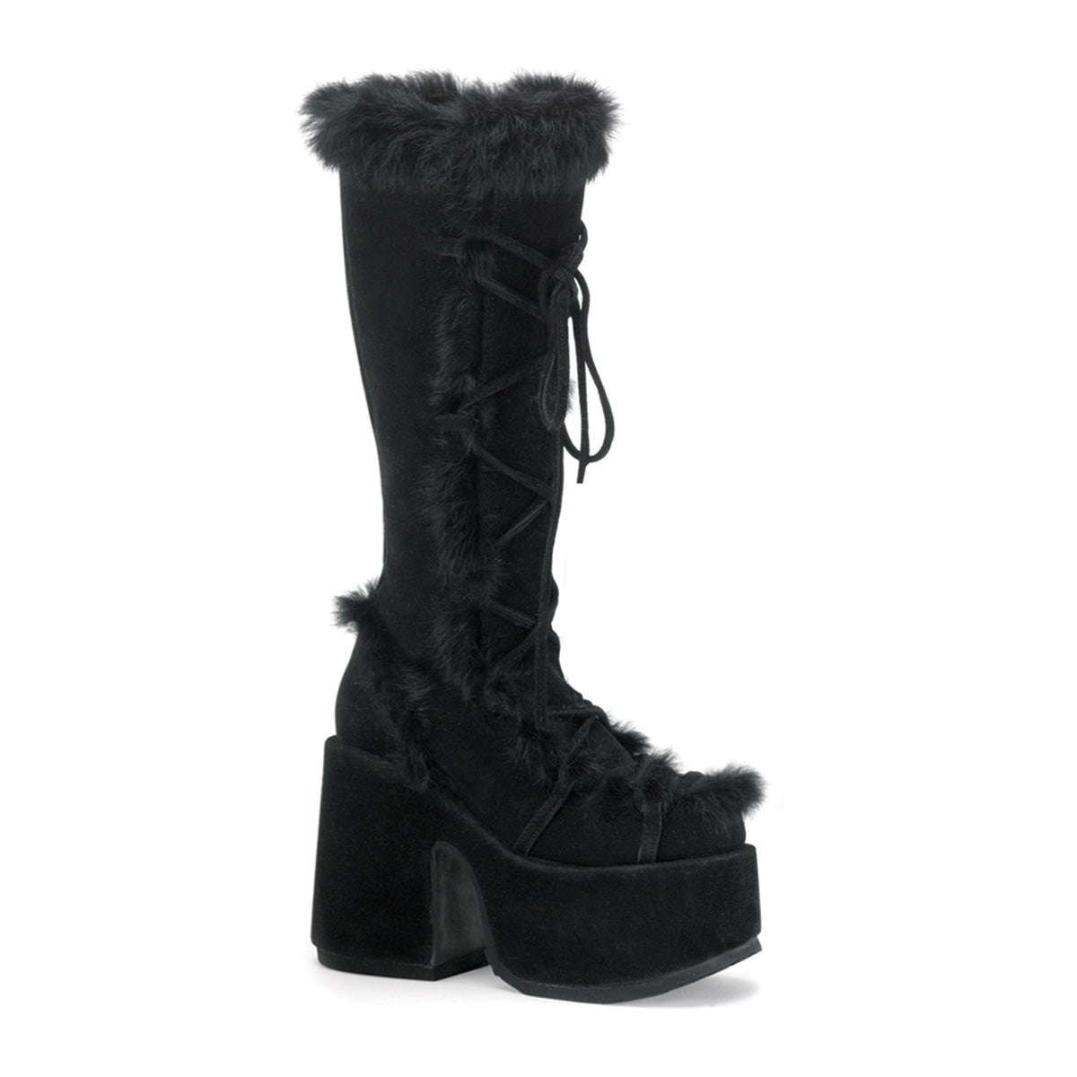 DemoniaCult Frauenstiefel CAMEL-311 BLK Vegan Wildleder