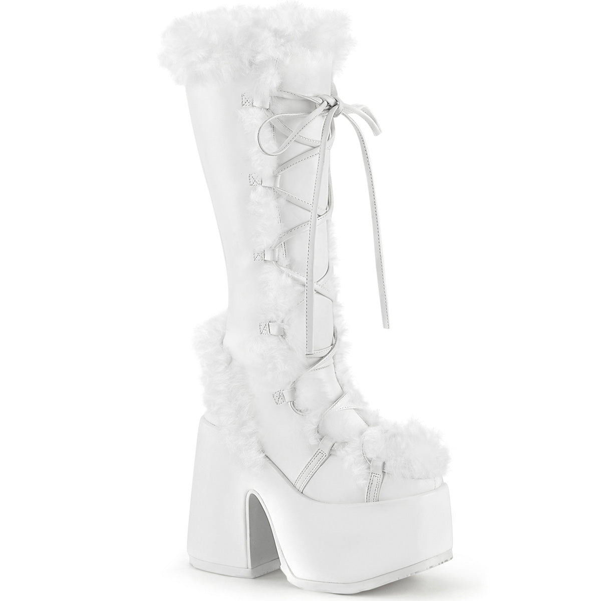 DemoniaCult Frauenstiefel CAMEL-311 WHT Veganer Leder