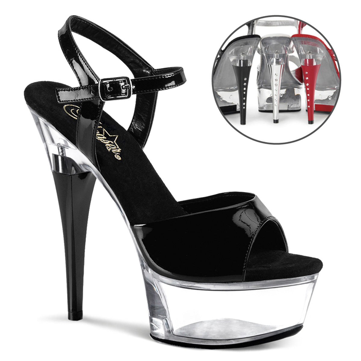 Pleaser Damen Sandalen CAPTIVA-609 blk pat / clr