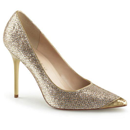Pleaser Frauenpumpen CLASSIQUE-20 gold glittery lame pu