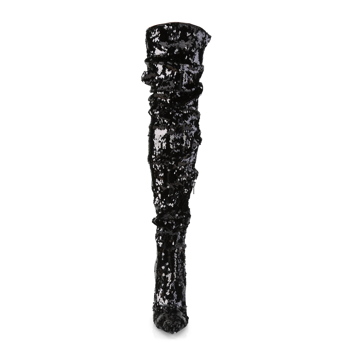 Pleaser Womens Boots. COURTLY-3011 BLK-Pailletten