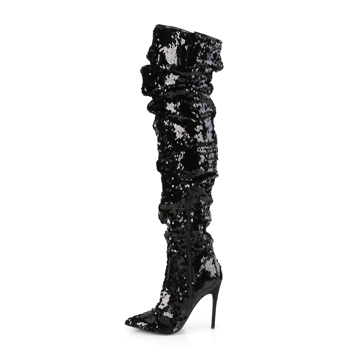Pleaser Womens Boots. COURTLY-3011 BLK-Pailletten