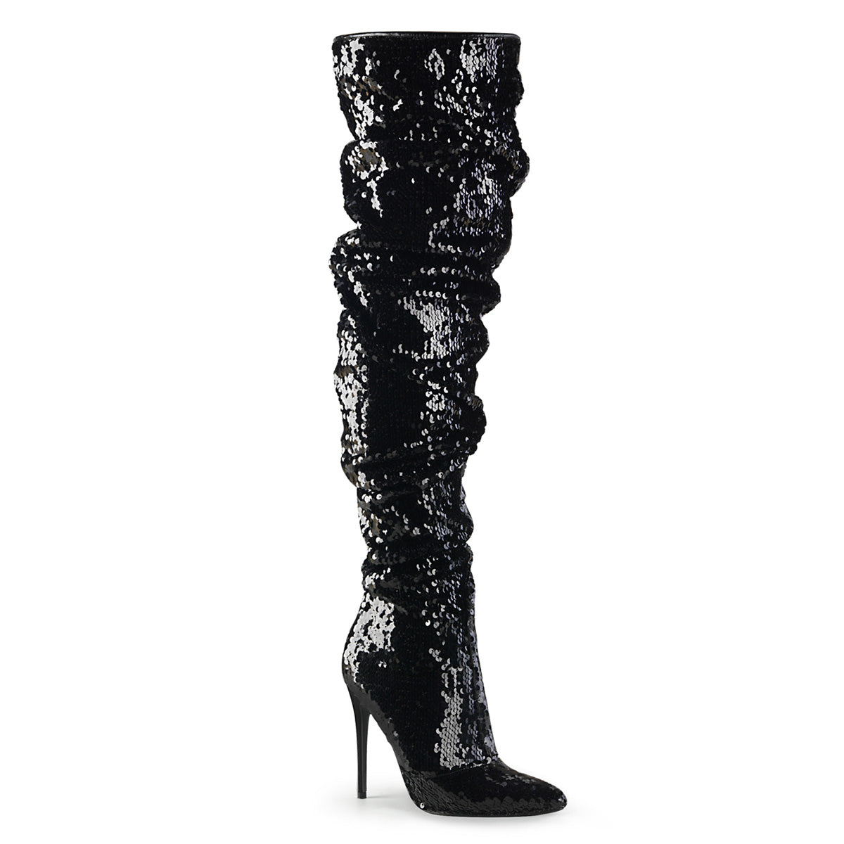 Pleaser Womens Boots. COURTLY-3011 BLK-Pailletten