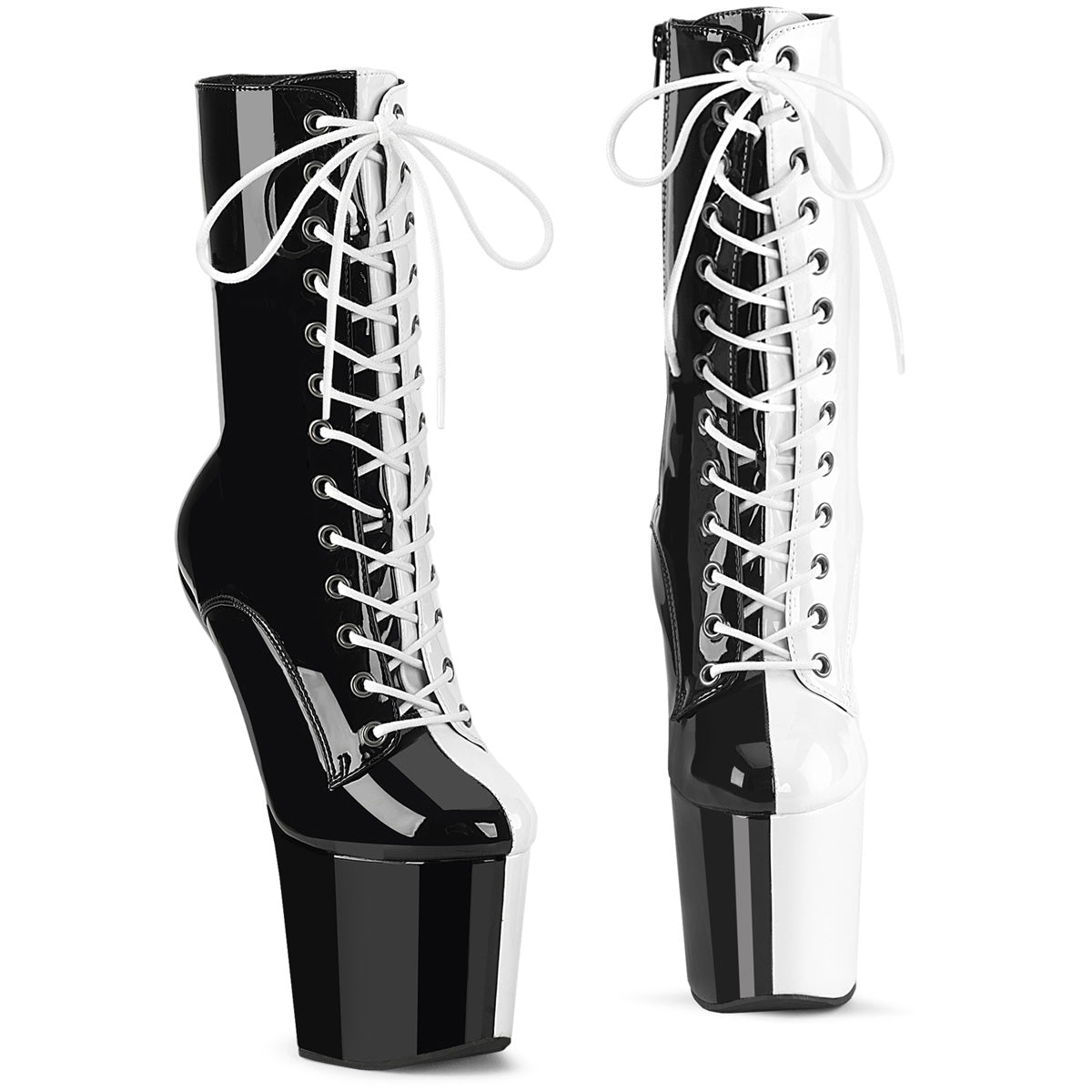 Pleaser Stiefeletten CRAZE-1040TT BLK-WHT PAT/BLK-WHT