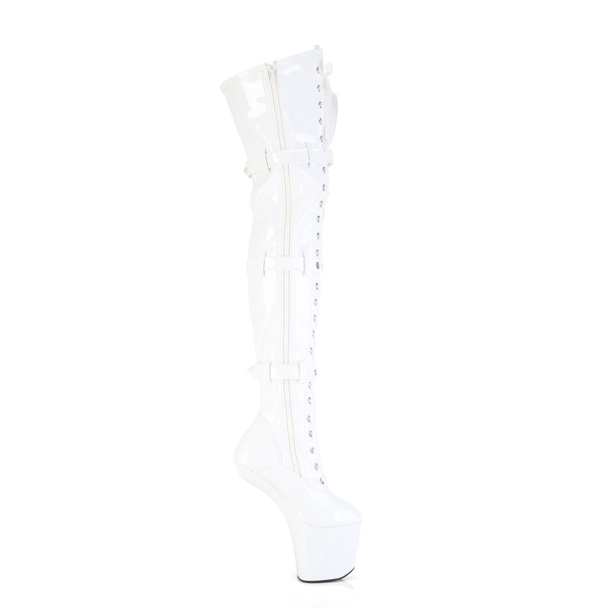 Pleaser Women's Platform Shoes CRAZE-3028 Wht Str. Pat/Wht