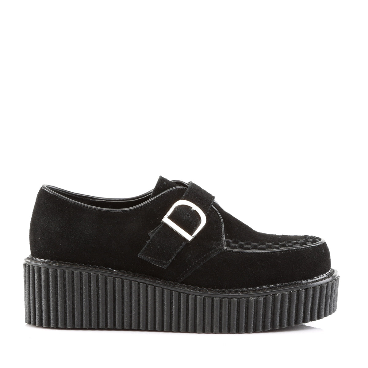 DemoniaCult Womens Low Shoe CREEPER-118 Blk Vegan Suede
