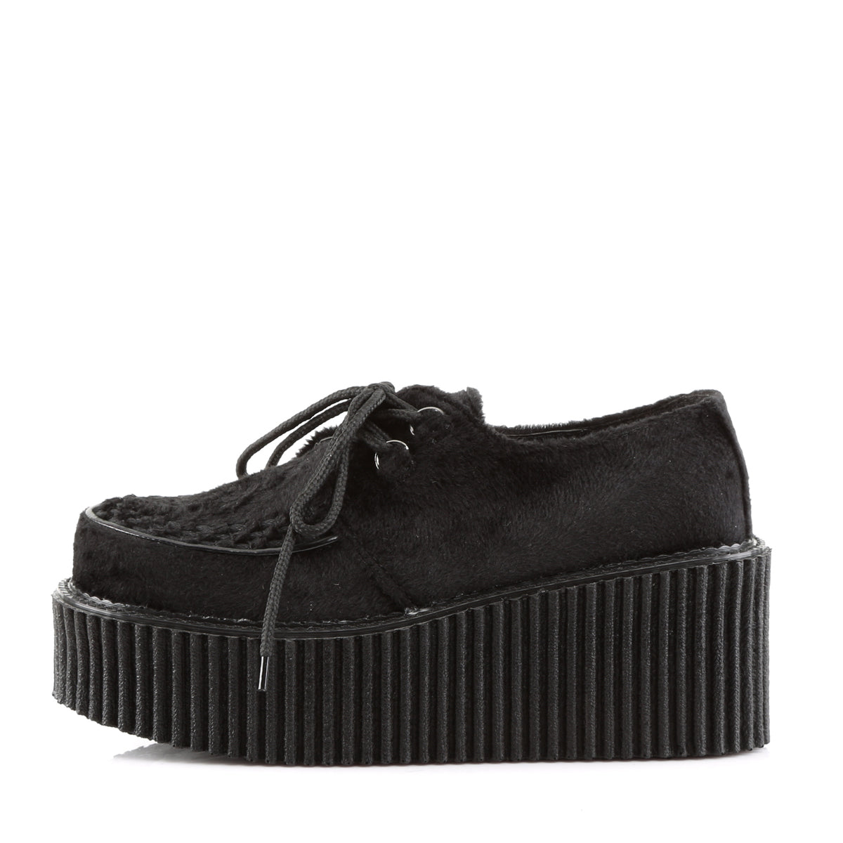 DemoniaCult Damen -Niederschuh CREEPER-202 BLK Fell