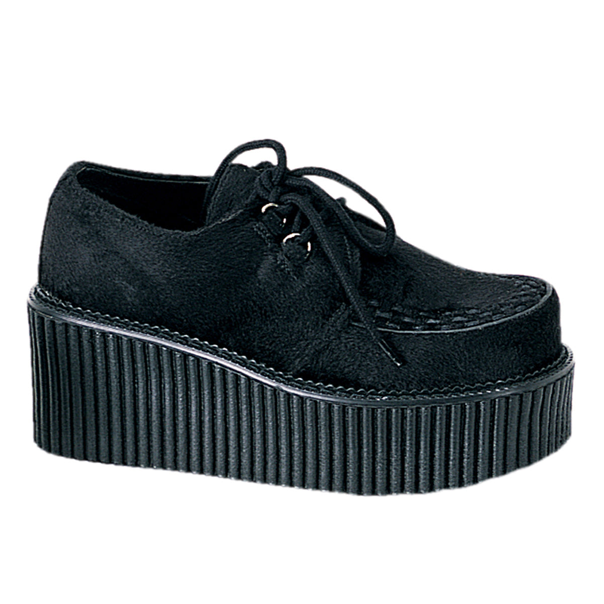 DemoniaCult Damen -Niederschuh CREEPER-202 BLK Fell