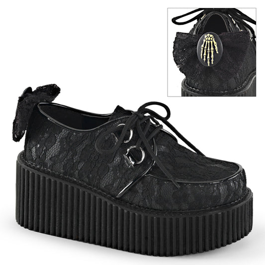 DemoniaCult Damen -Niederschuh CREEPER-212 BLK Vegan Lederlasse