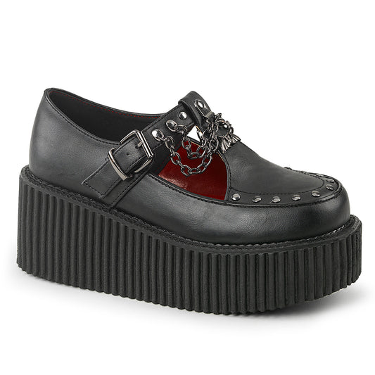 DemoniaCult Damen -Niederschuh CREEPER-215 BLK Vegan Leder