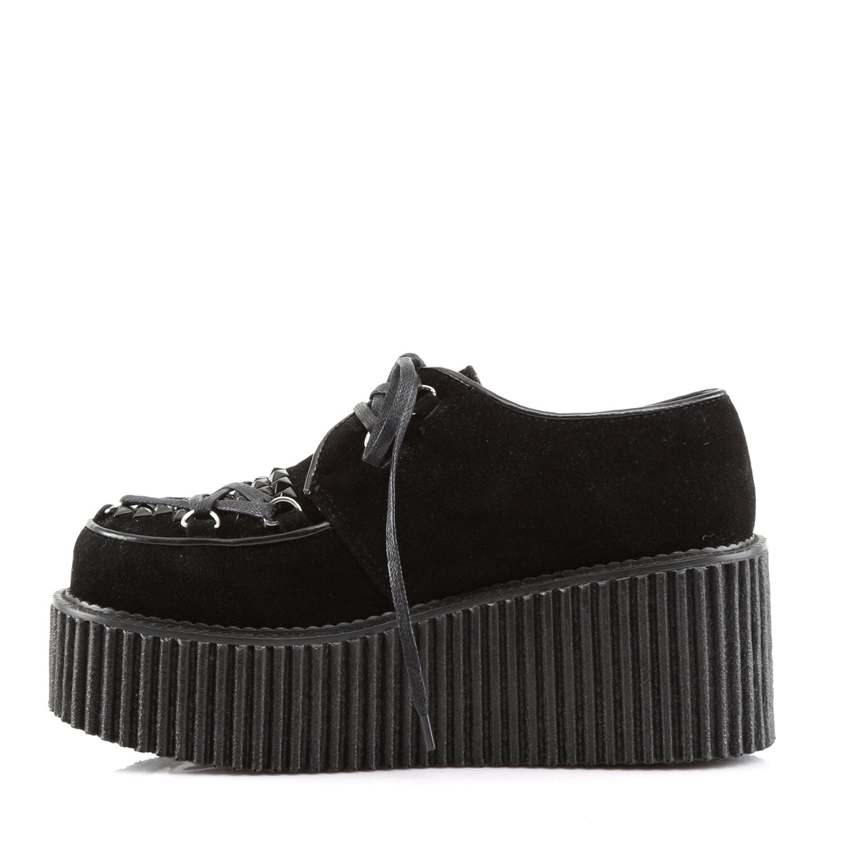 DemoniaCult Damen -Niederschuh CREEPER-216 BLK Veganer Wildleder