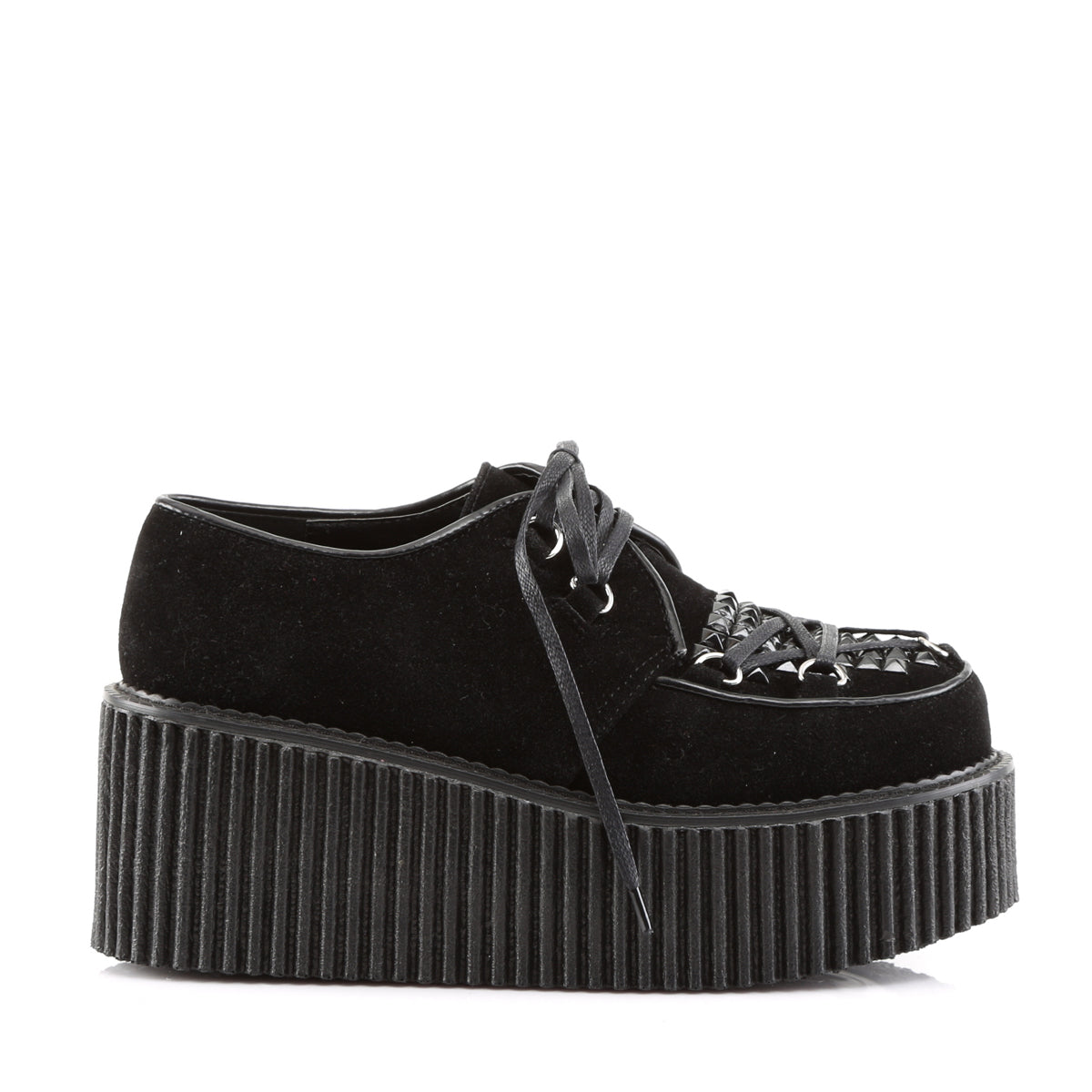 DemoniaCult Damen -Niederschuh CREEPER-216 BLK Veganer Wildleder